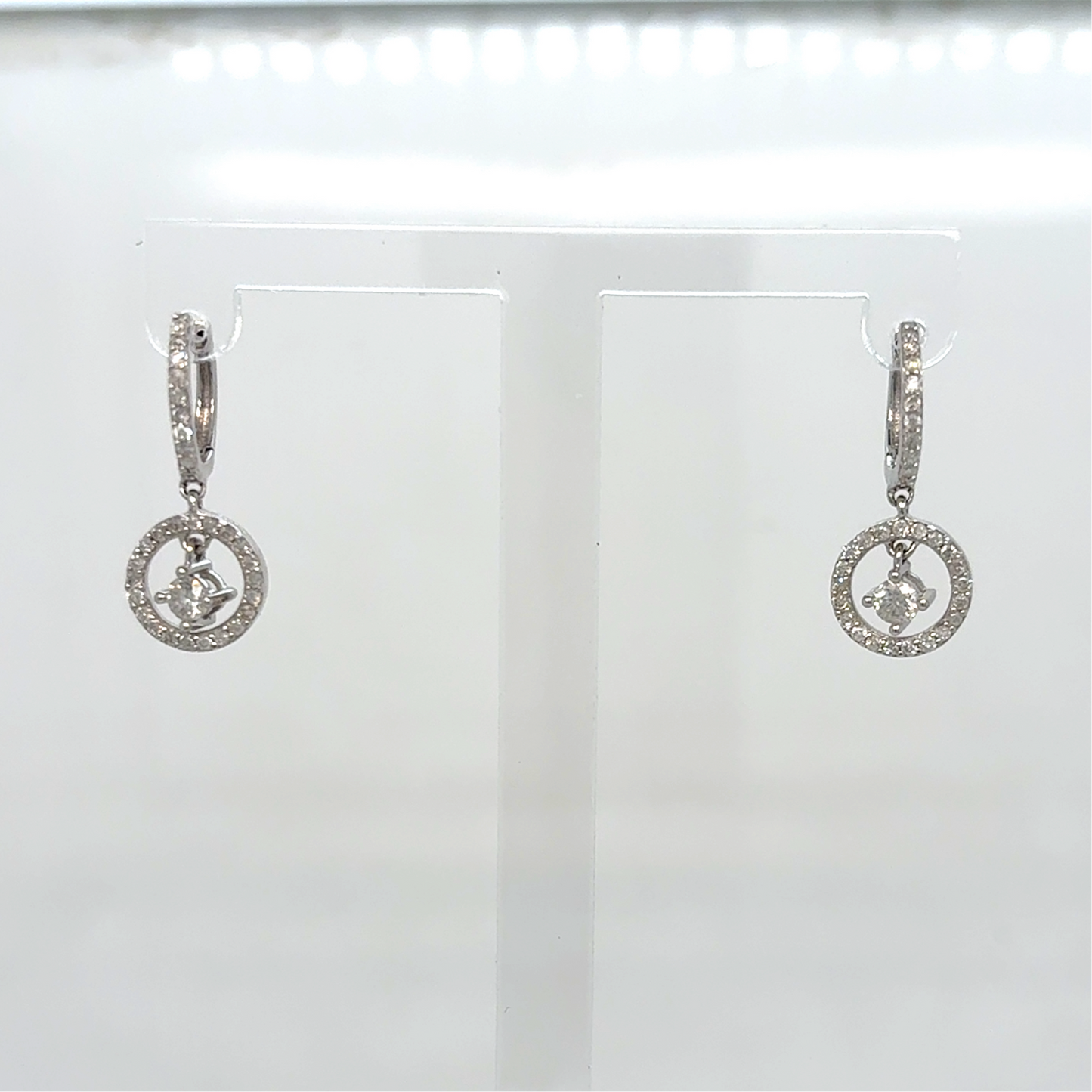 Natural Diamond Circle Drop Hoops 9ct White gold