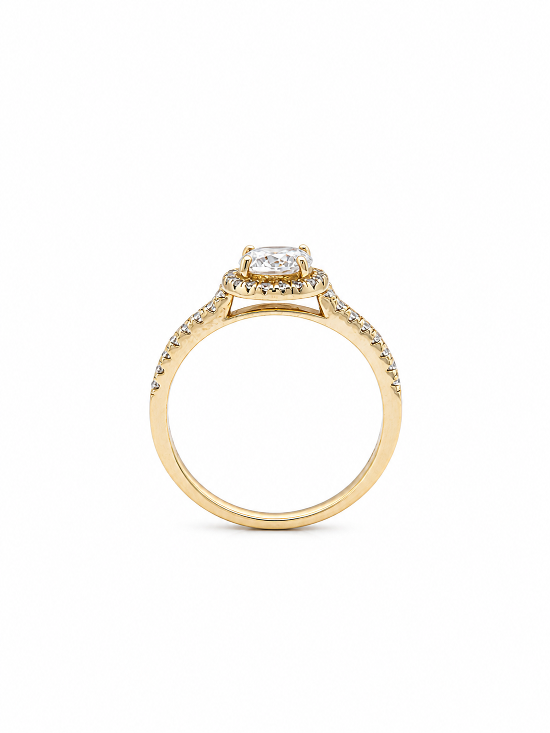 Monroe's Bespoke Fine Halo Round Brilliant Cut Diamond, Claw Set Engagement Ring