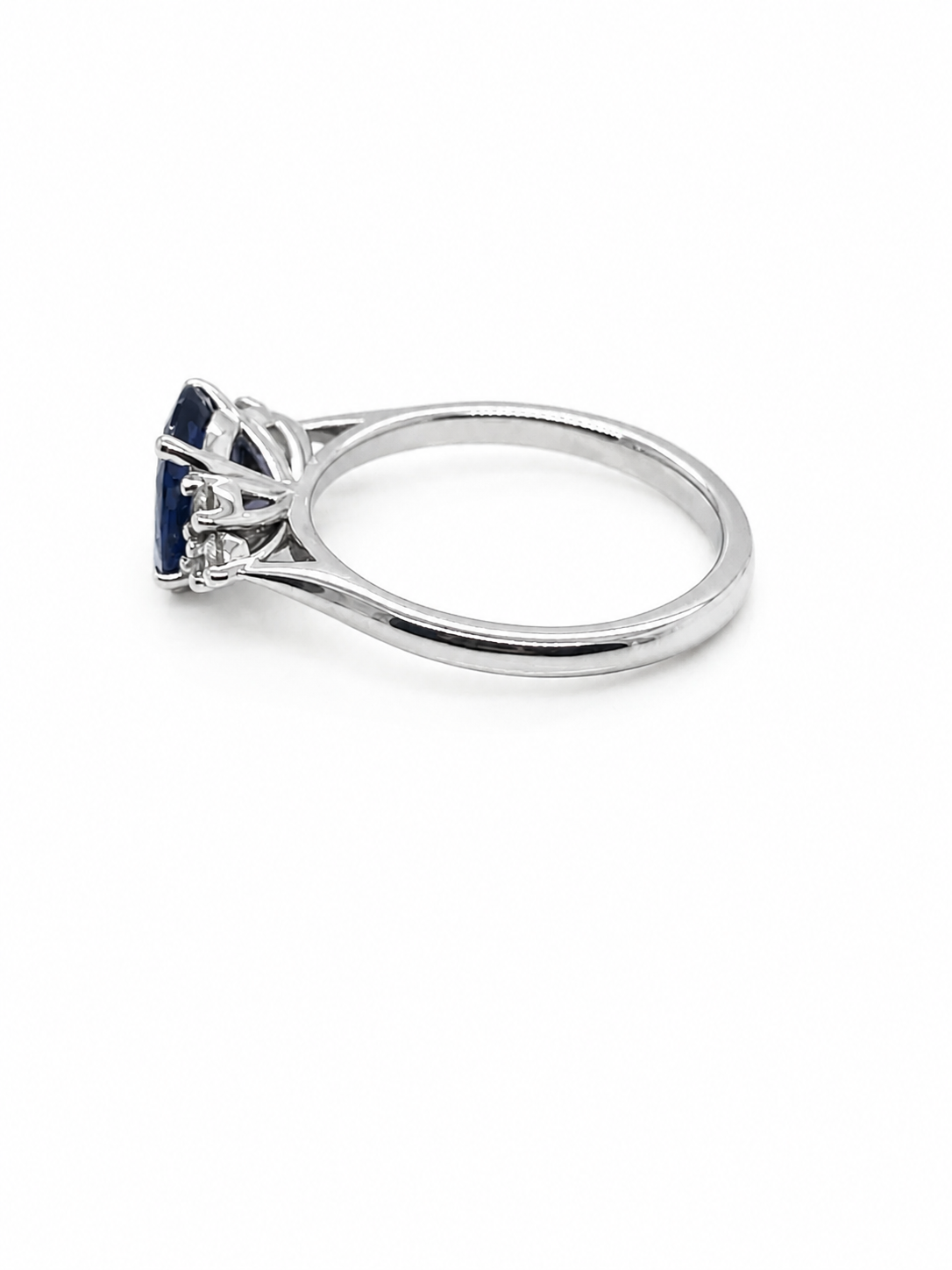 Sapphire and Diamond Trefoil Ring in 9ct white gold