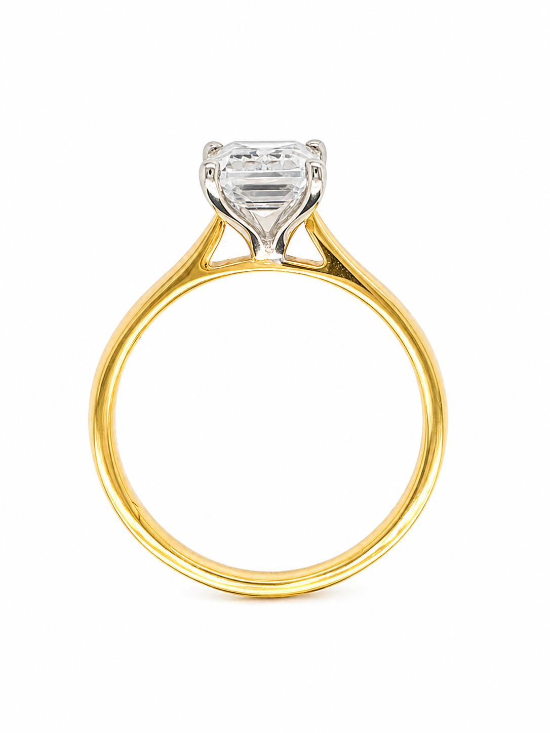 Emerald Cut White Diamond Solitare Engagement Ring