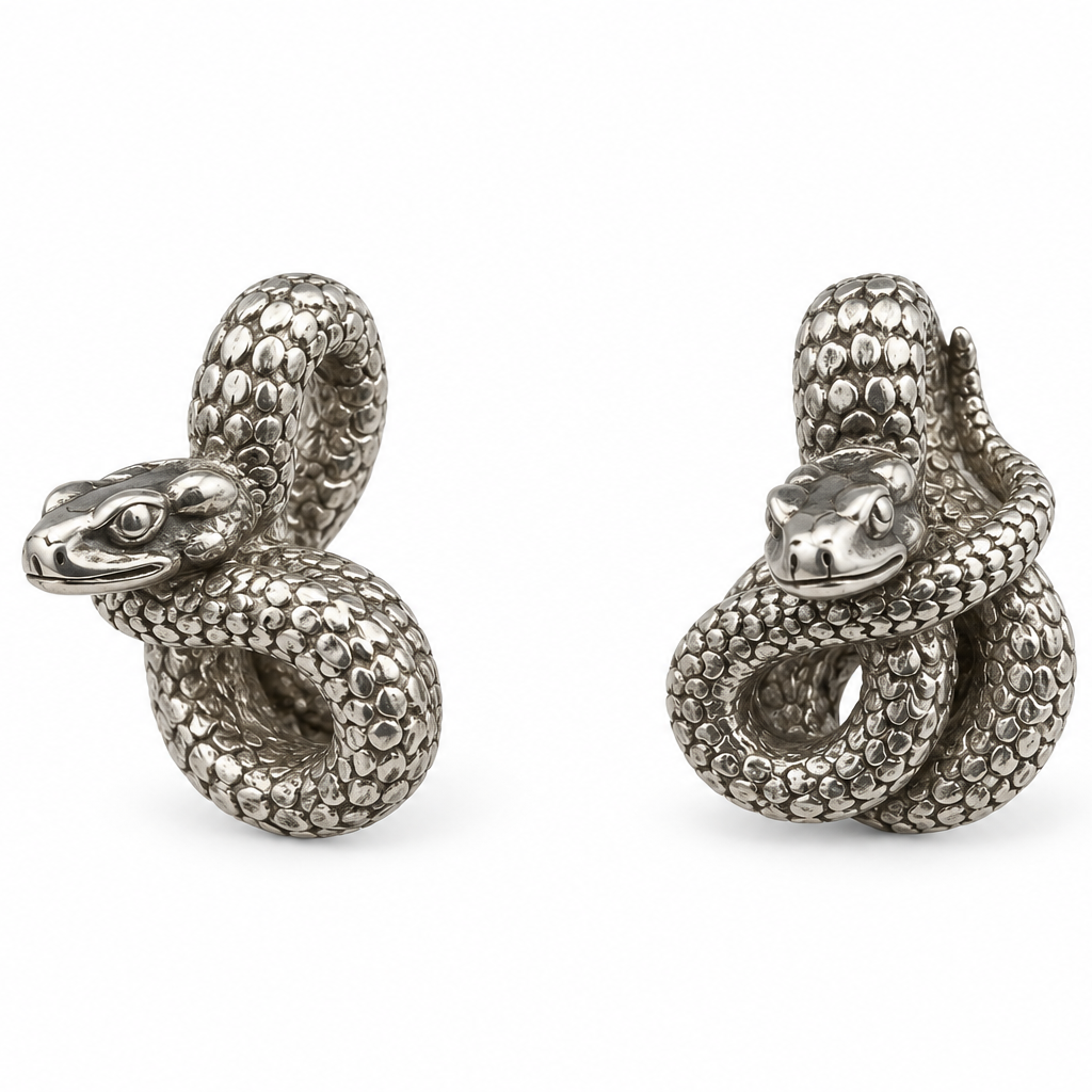 Sterling Silver Zodiac East Snake Cufflink