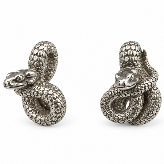 Sterling Silver Zodiac East Snake Cufflink