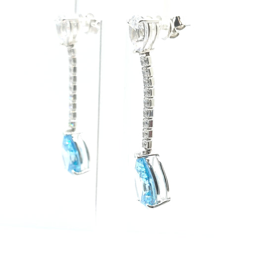 925 aqua cz drop earrings