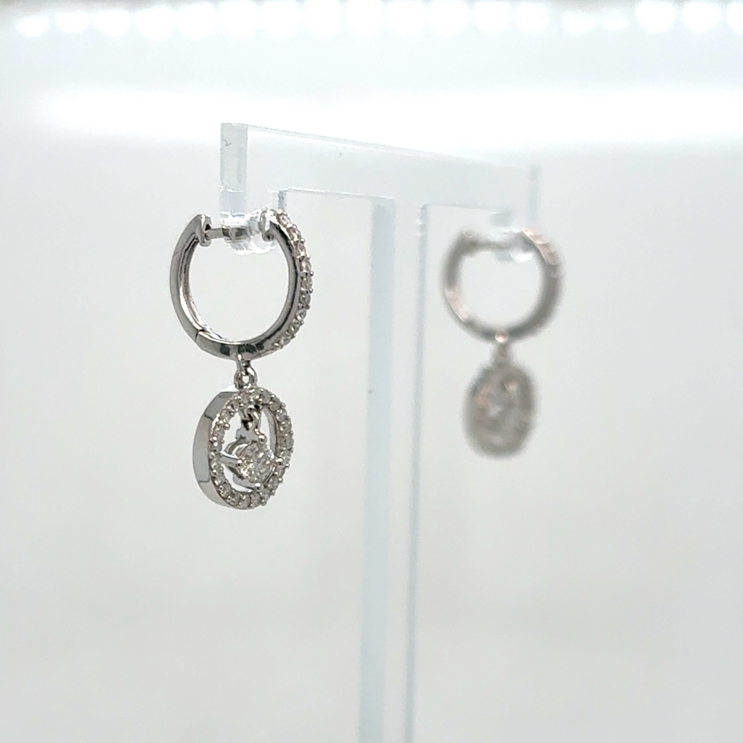 Natural Diamond Circle Drop Hoops 9ct White gold