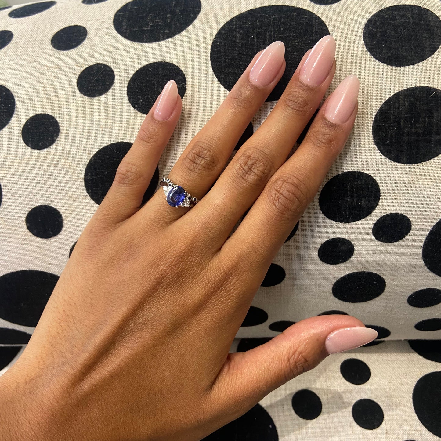Sapphire and Diamond Trefoil Ring in 9ct white gold