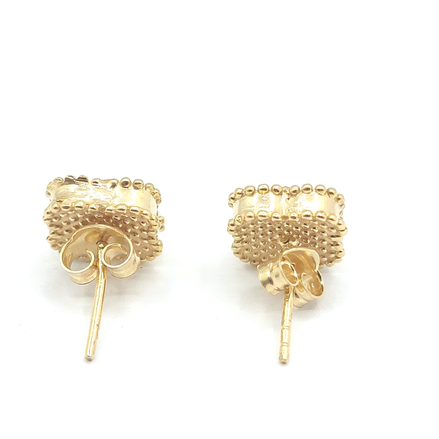 925 yellow gold tigers eye clover stud earrings