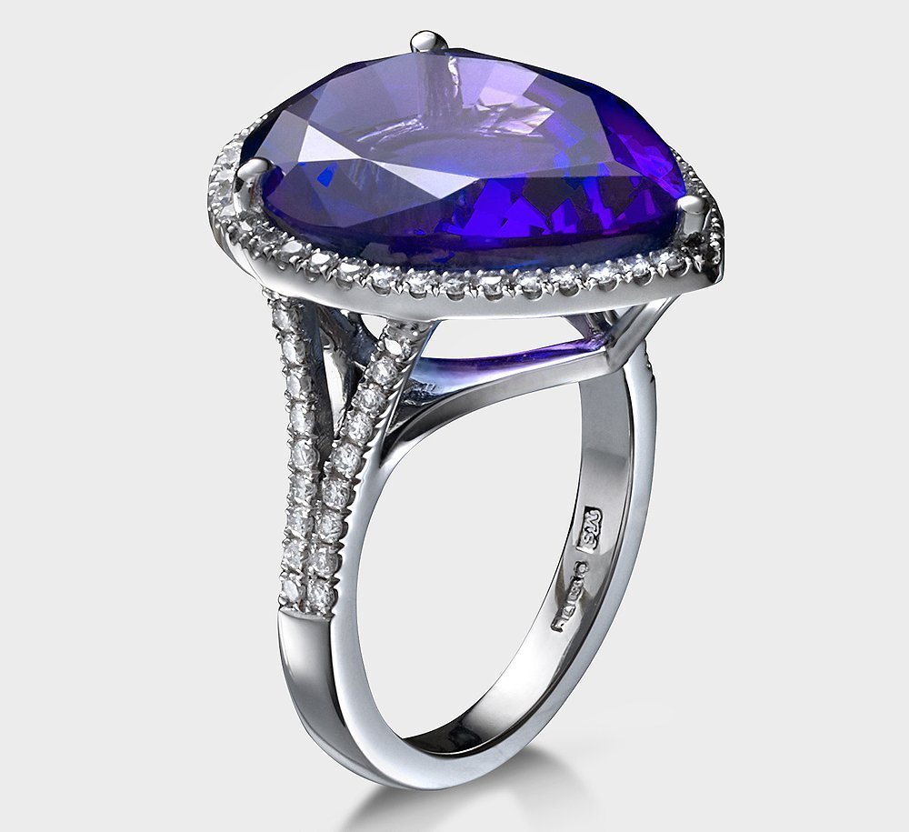 10.35ct Pear Cut Tanzanite Diamond Ring Platinum
