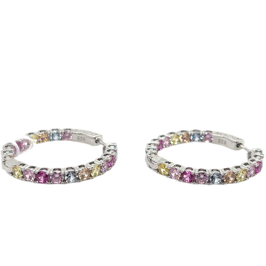 925 silver rainbow hoops cubic zirconia