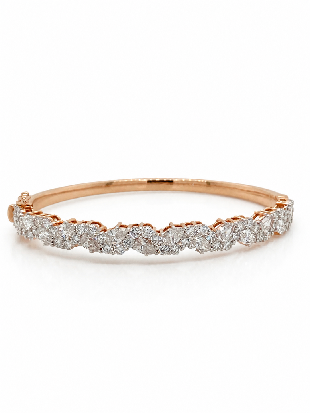 Rose Gold Multi Cut Diamond Bangle