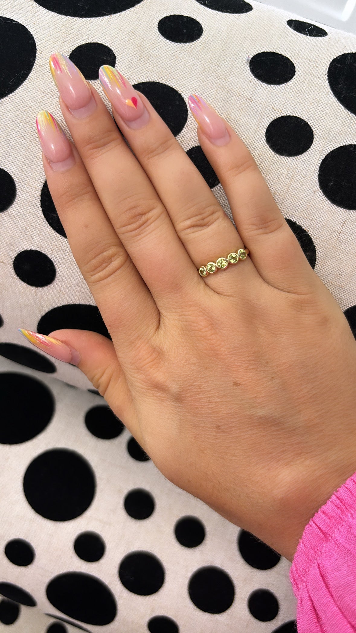 9ct Yellow Gold Round Cut Peridot 5 stone Ring