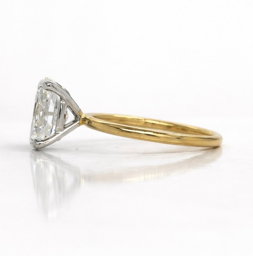 Oval Soliatire Engagement Ring 2.05ct in 9ct Yellow and White Gold