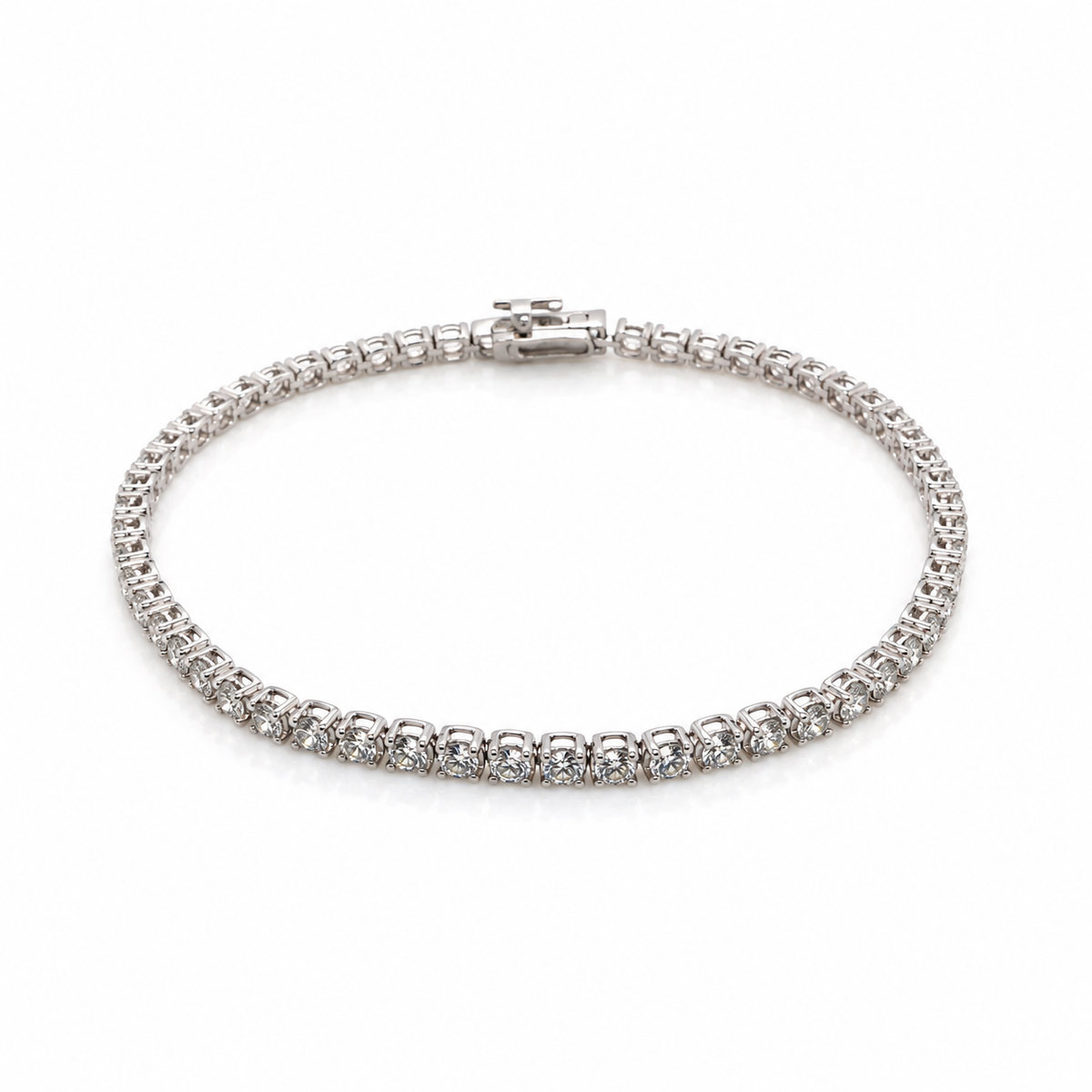 Round Brilliant Cut Lab Grown Diamond Tennis Bracelet, 3.33ct Total in Platinum