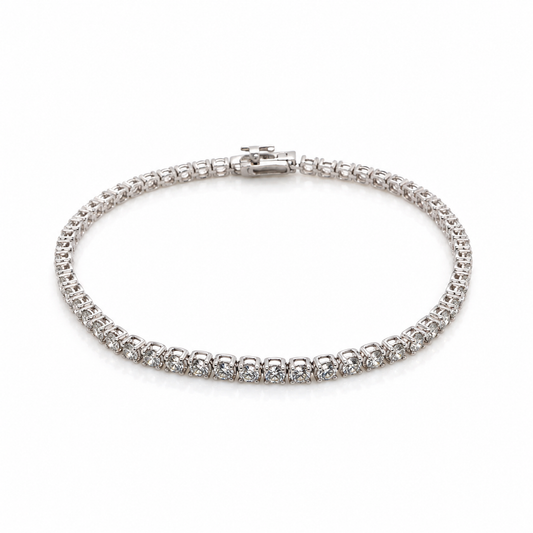 Round Brilliant Cut Lab Grown Diamond Tennis Bracelet, 3.33ct Total in Platinum