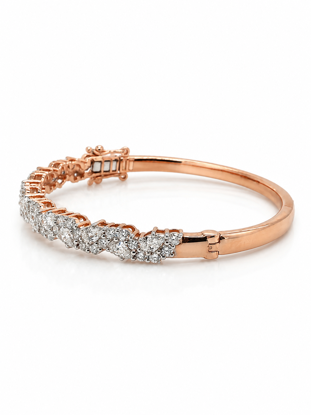 Rose Gold Multi Cut Diamond Bangle