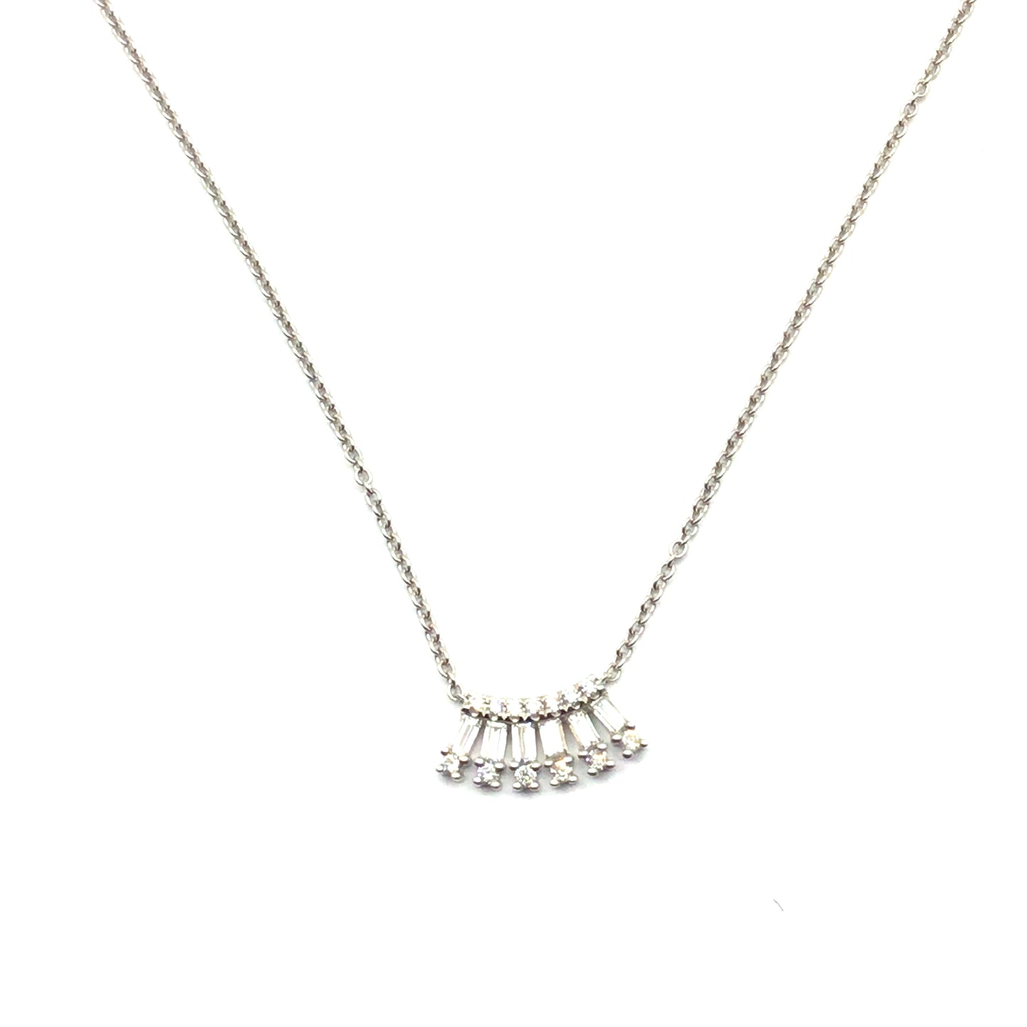 9ct White Gold Diamond Maseratti Necklace