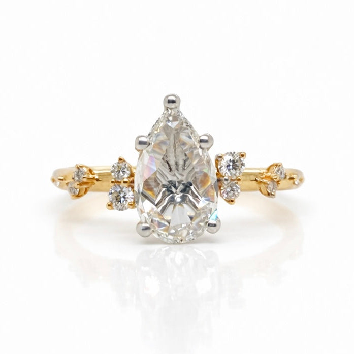 Monroe's "Flowing Nature" Rose Cut Pear Diamond Engagement Ring
