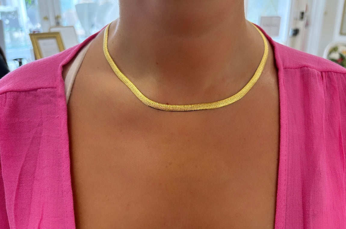 18ct Gold Vermeil Sterling Silver Textured Snake Necklace