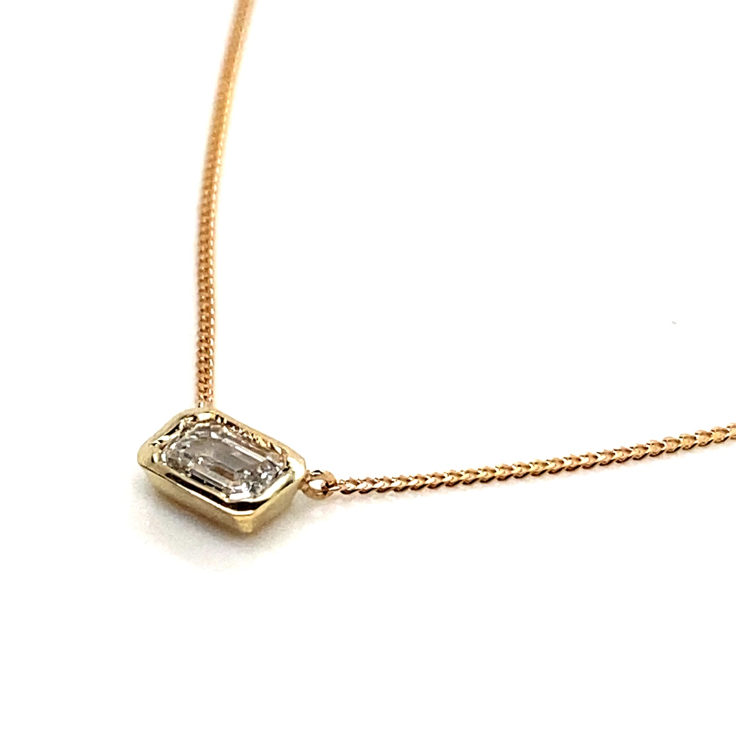 9ct Yellow Gold Emerald Cut  0.30cts Diamond Neckalce