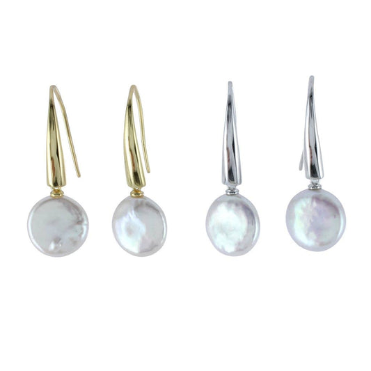 Button Pearl Drop Earrings