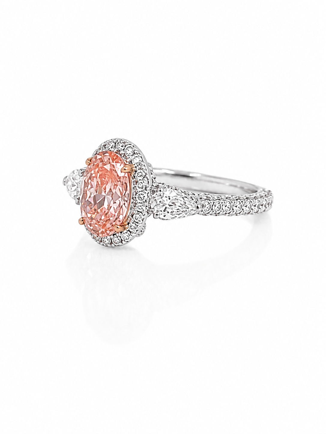 Fancy Pink Halo Diamond Ring