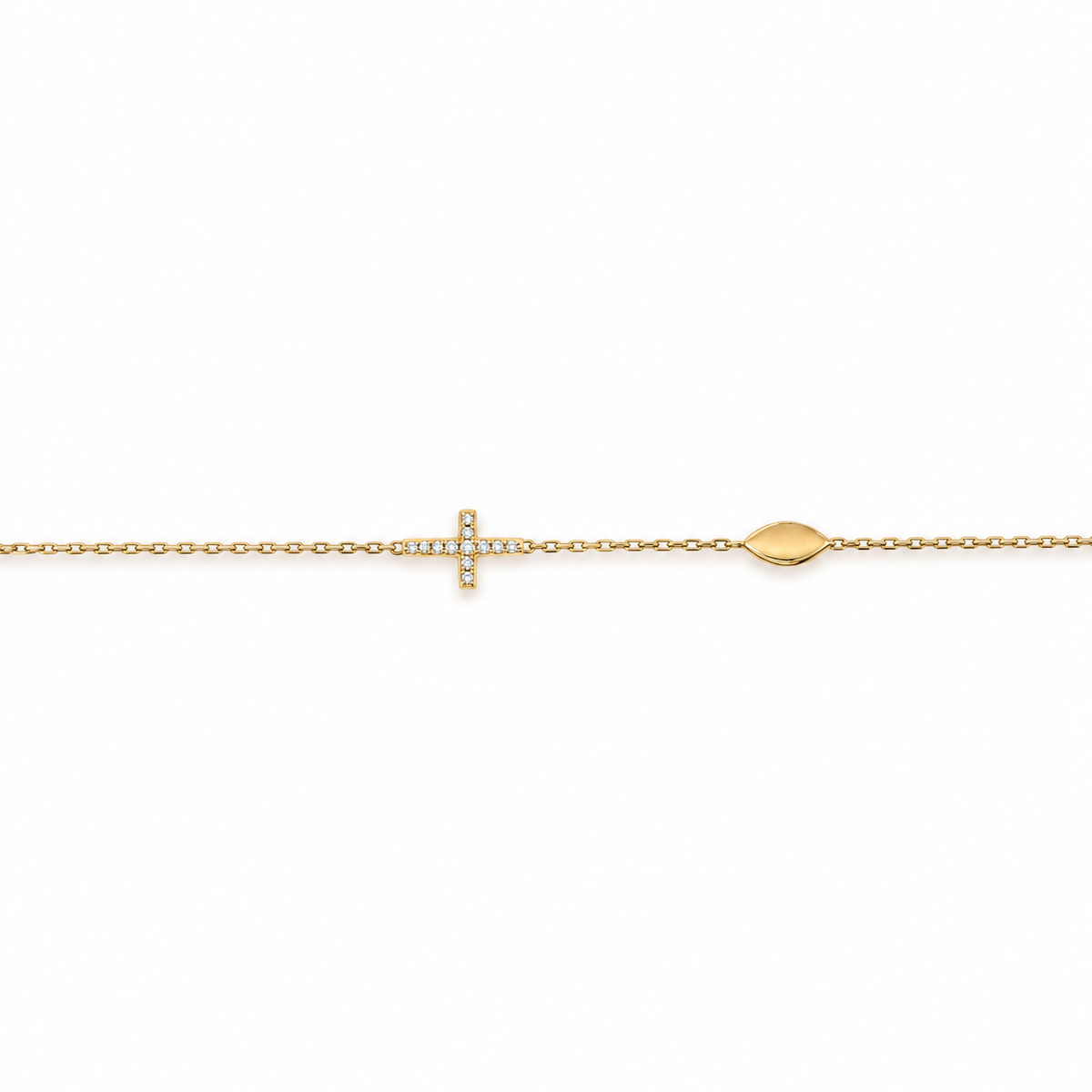 Diamond cross bracelet in 14ct yellow gold