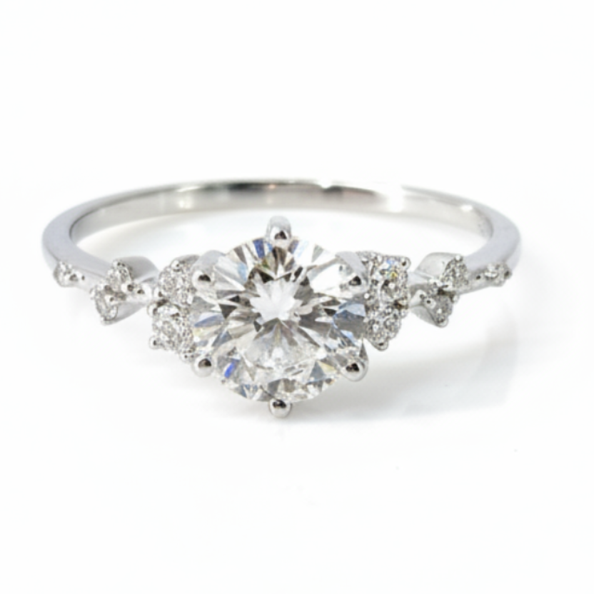 Diamond ring with a white background