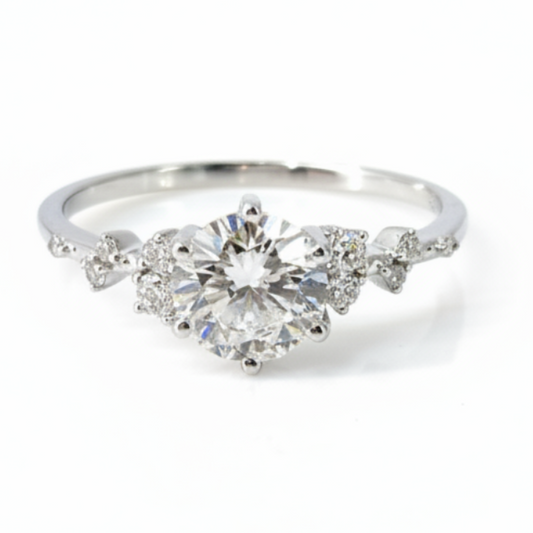 Diamond ring with a white background