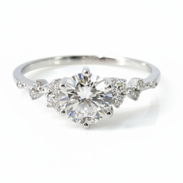 Diamond ring with a white background