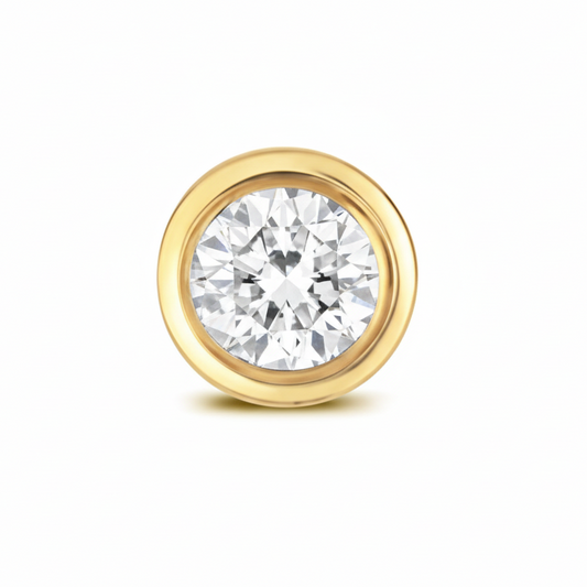 18ct Yellow Gold 0.10ct Diamond Rub-Over Single Stud Earring
