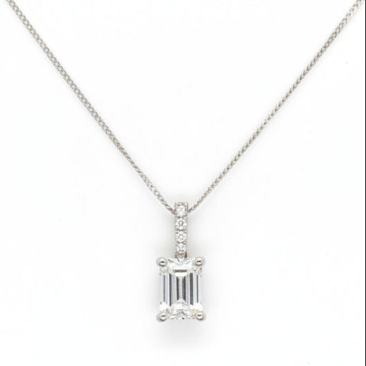 Emerald Cut 1ct Diamond with Diamond Bail