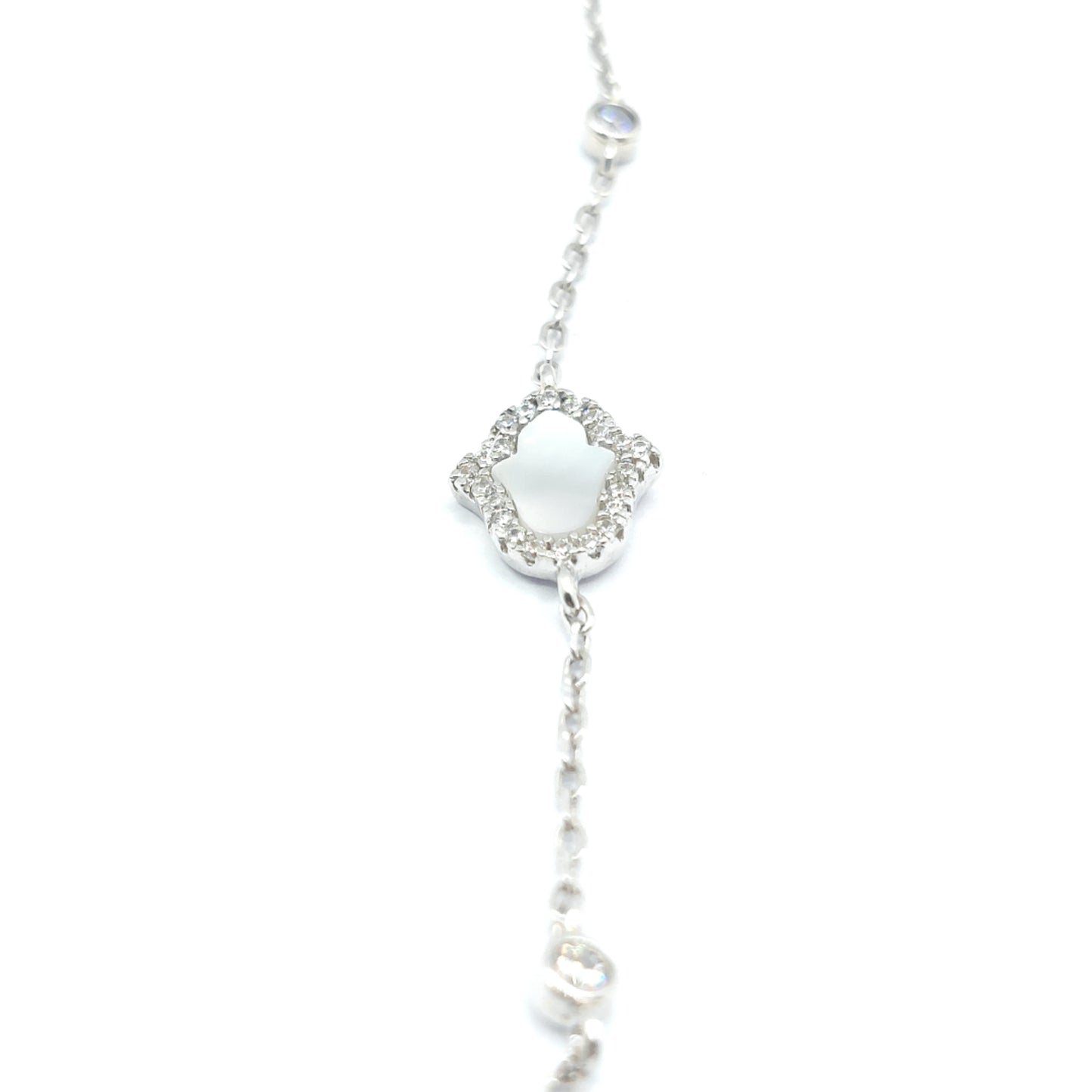 925 mother of pearl cz hand of fatima bracelet