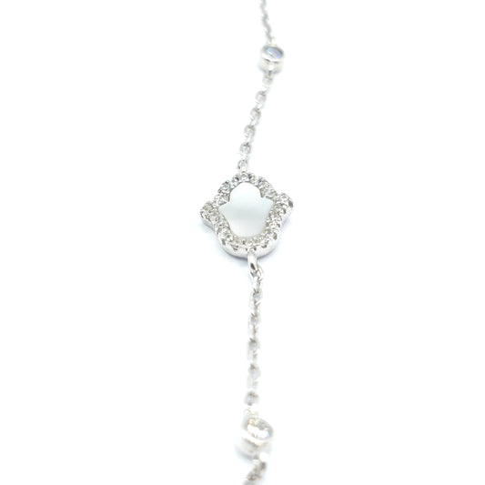 925 mother of pearl cz hand of fatima bracelet