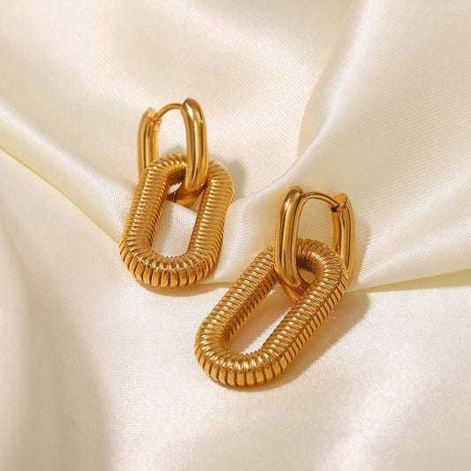 Gold Plated Bold Chain Large Drop Earrings