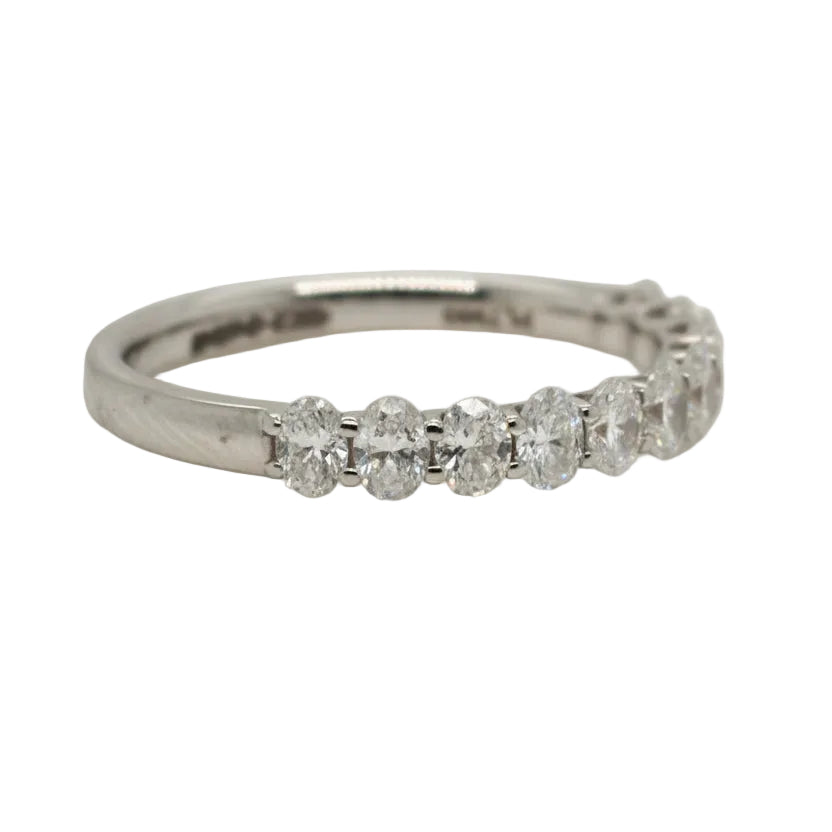 Platinum Oval Cut Half Eternity Platinum Claw Set Ring