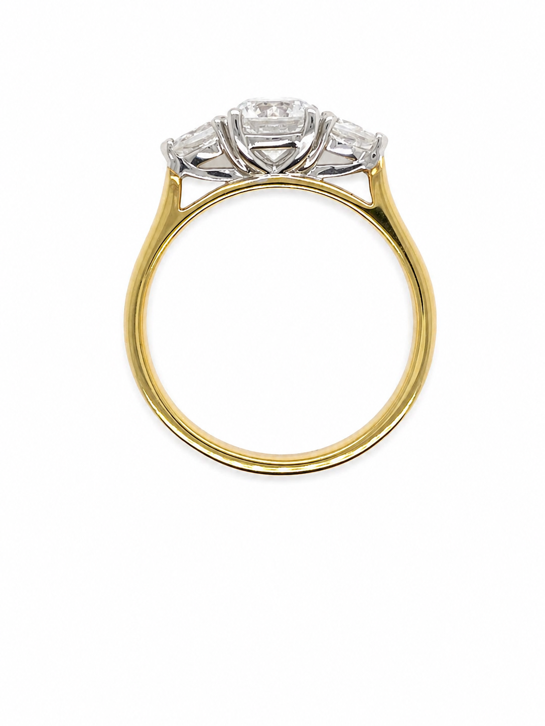 Round White Diamond Trilogy Three Stone Engagement Ring