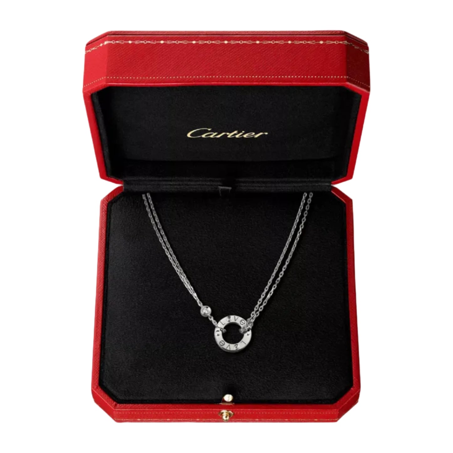 Cartier Love Pendant Necklace 2 Diamond 18ct White Gold Love Necklace