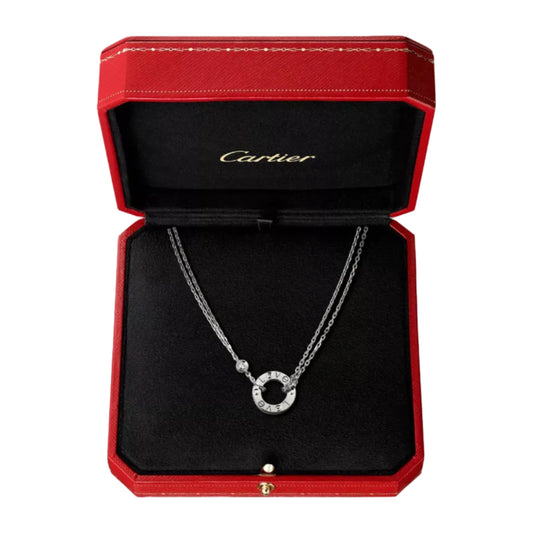 Cartier Love Pendant Necklace 2 Diamond 18ct White Gold Love Necklace