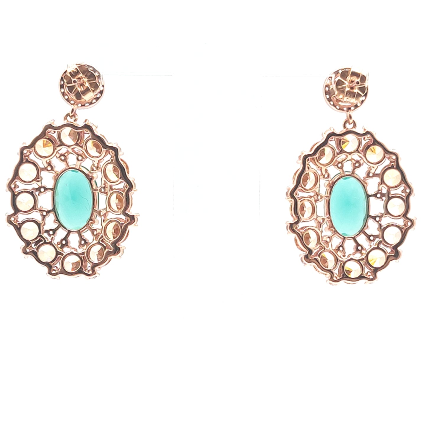 925 rose gold green cz drop earrings