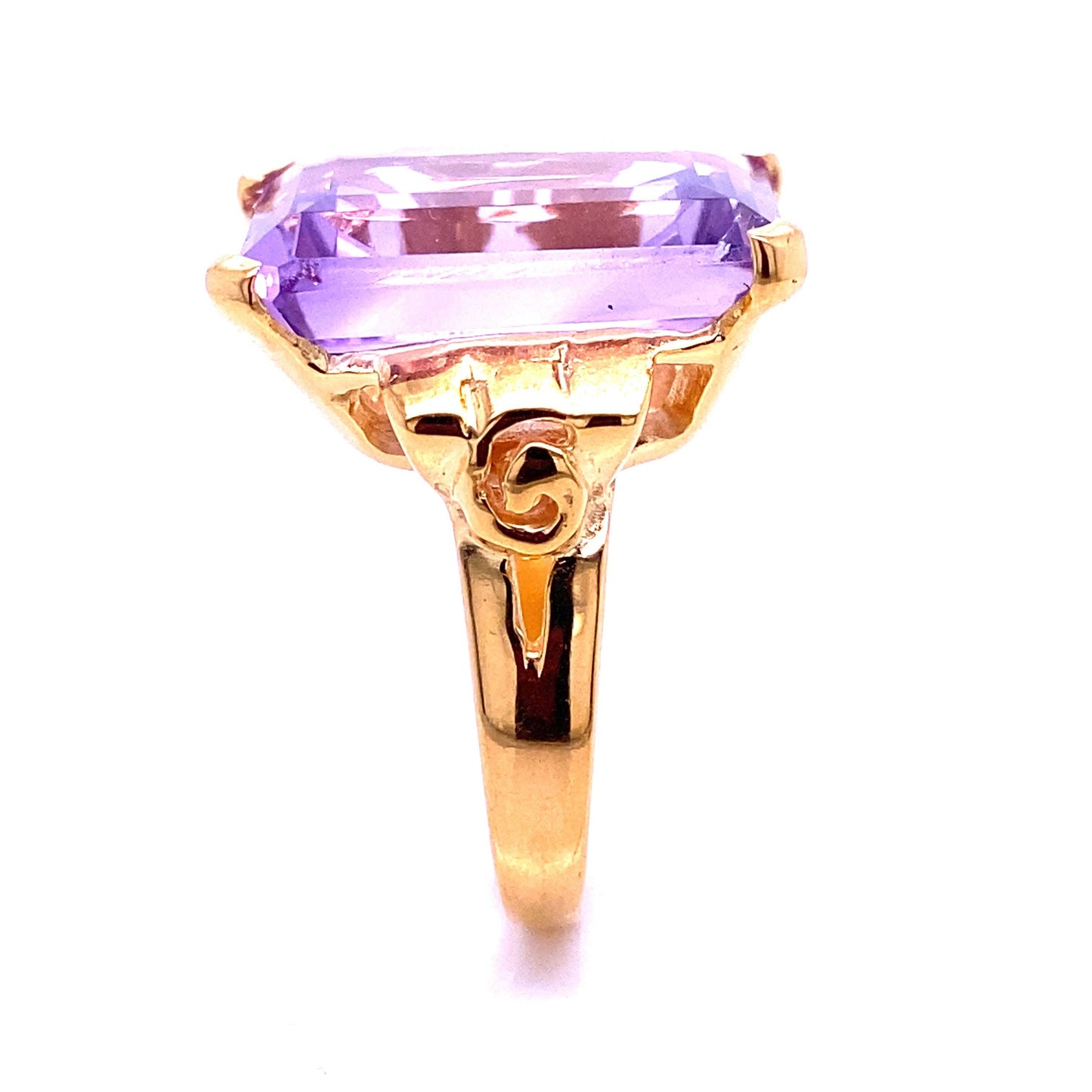 Emerald Cut Purple Amethyst Reign, 18ct Gold Vermeil Cocktail Ring