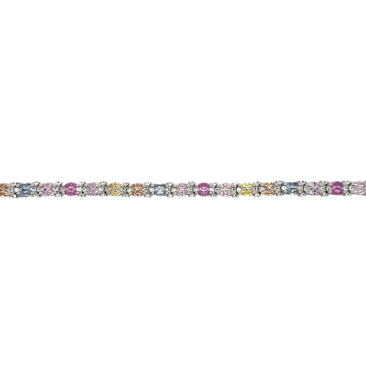 925 Silver rainbow tennis bracelet cubic zirconia