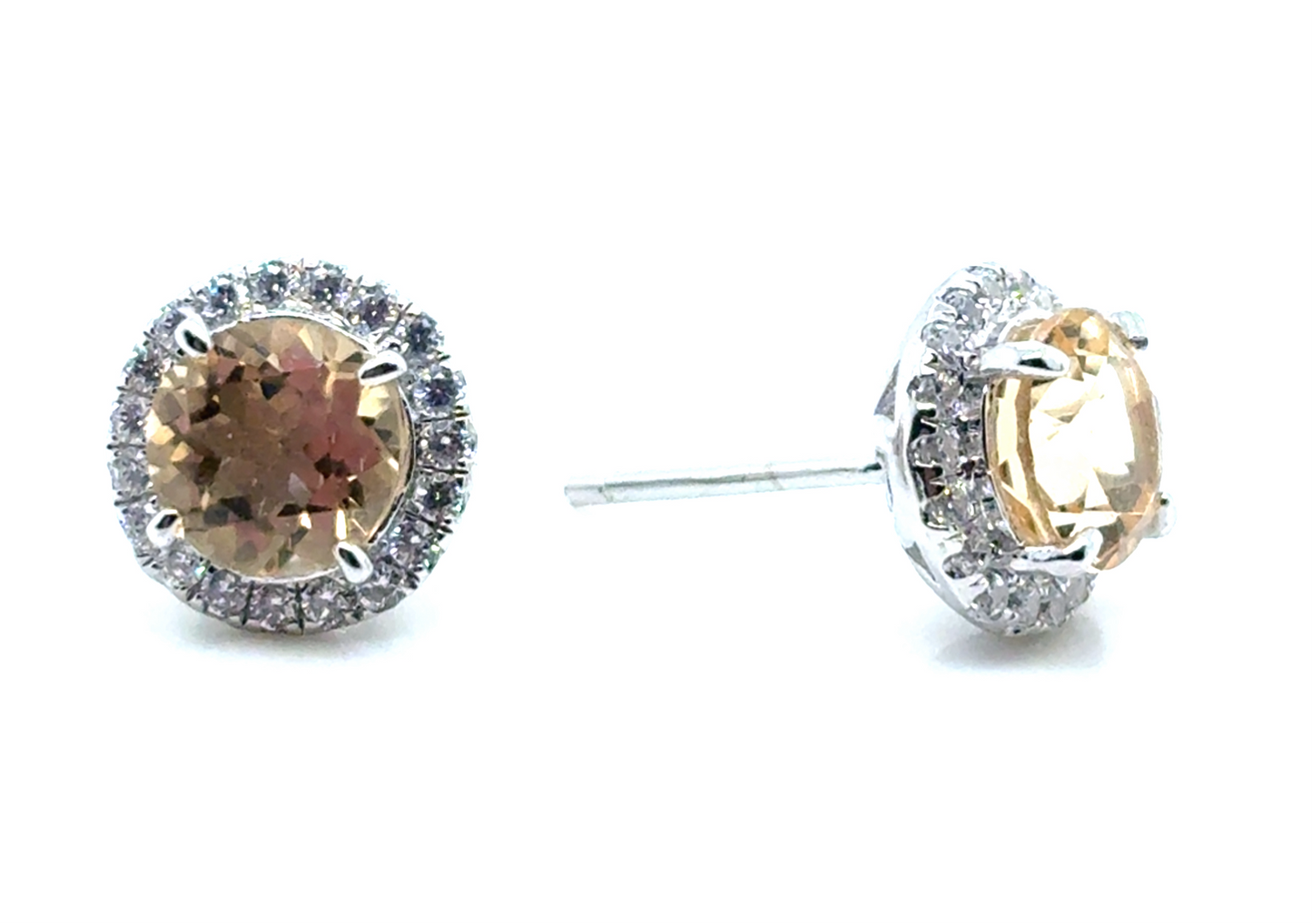 Citrine and Cz Silver studs