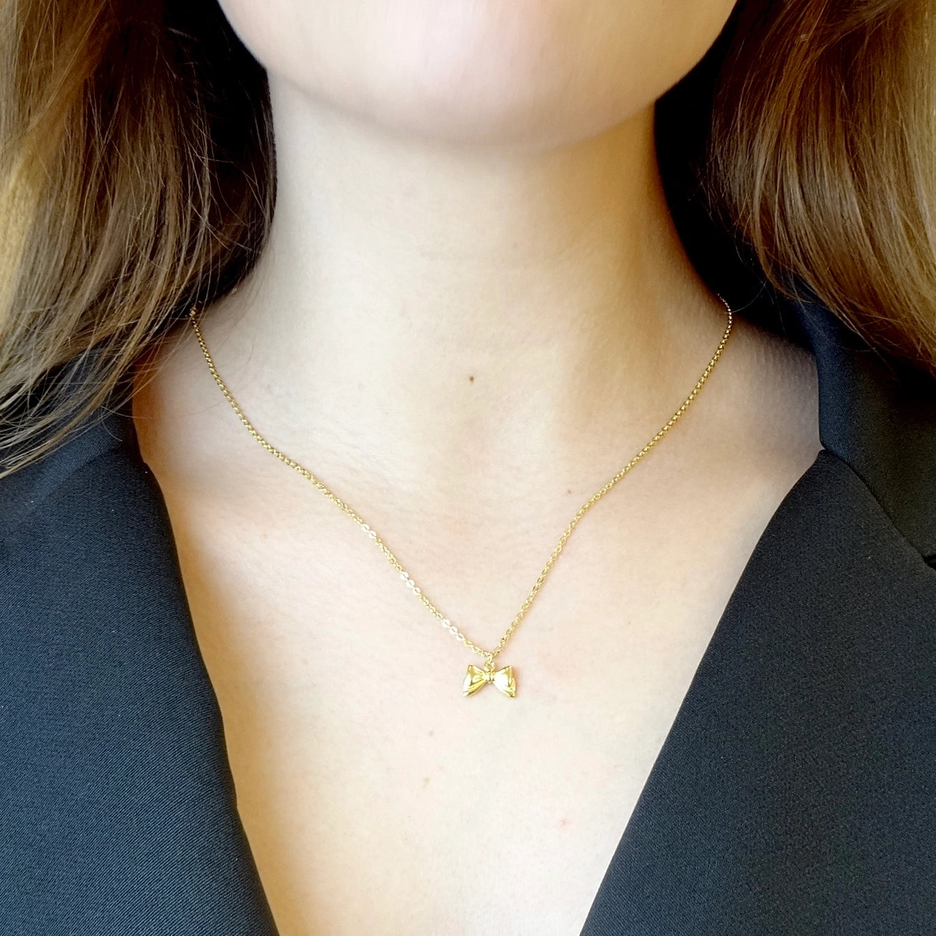 Bow Pendant Necklace 18ct Gold Plated