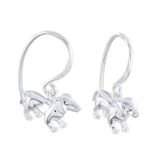 Dachshund Sterling Silver Drop Earrings