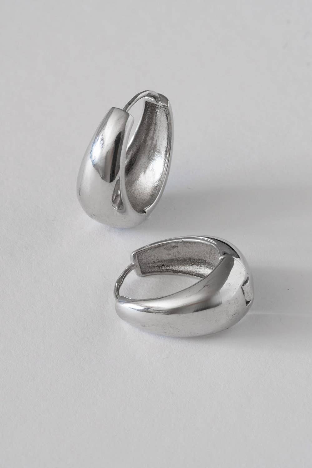 Sterling Silver, Non-Tarnish, Chunky Oval Hoops