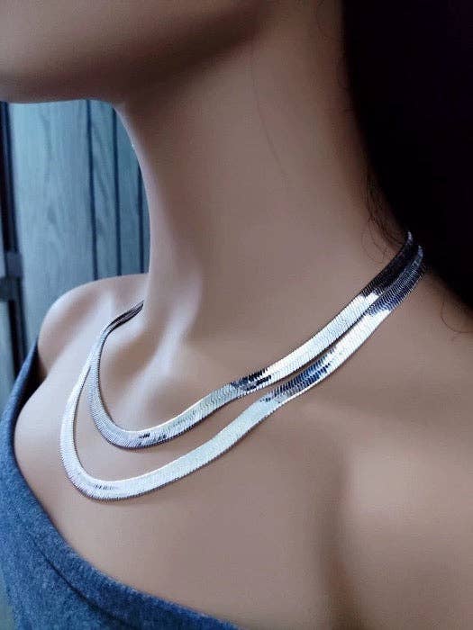 925 Sterling Silver Unisex Herringbone Chain 7mm Width