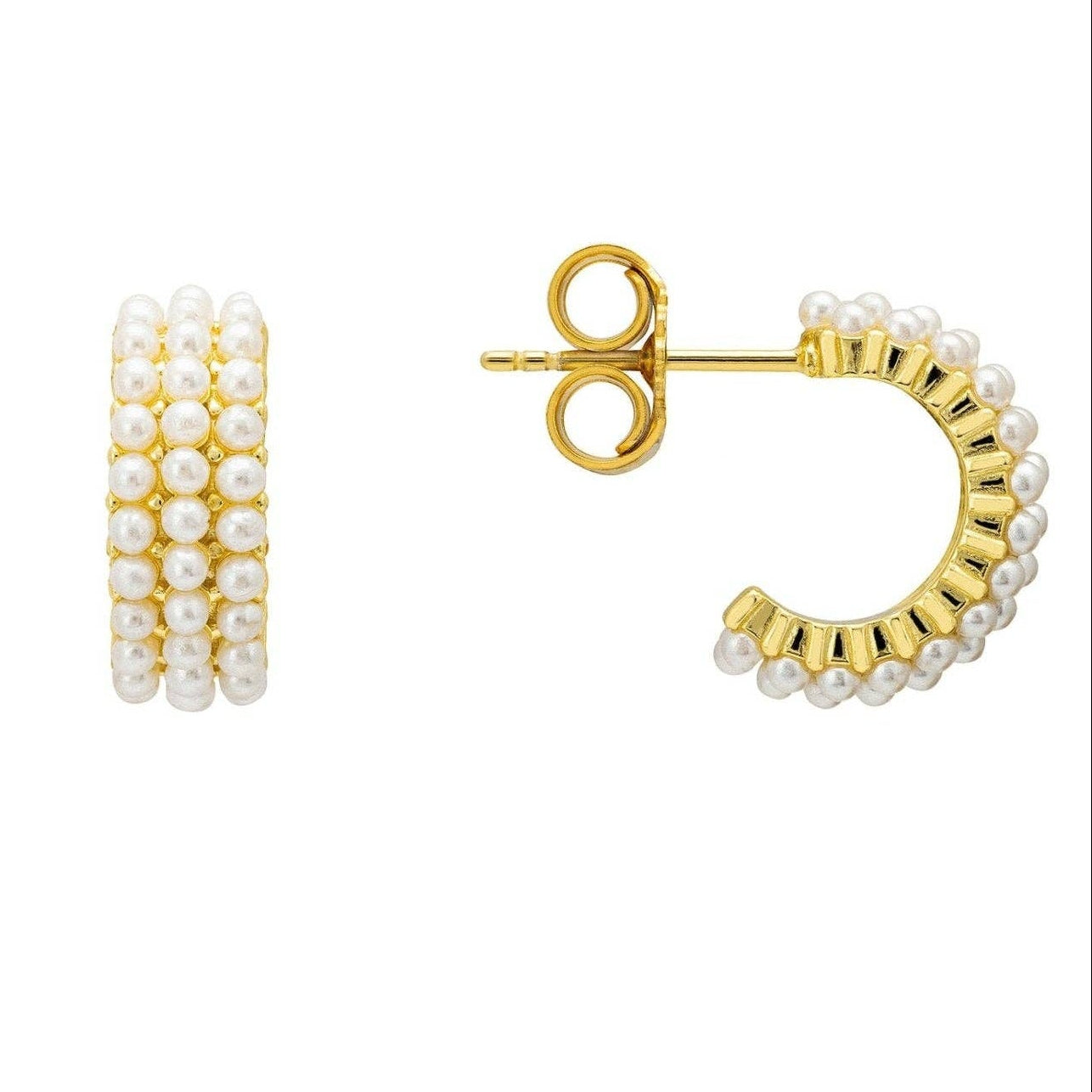 Pearly Queen Hoop Earrings Gold