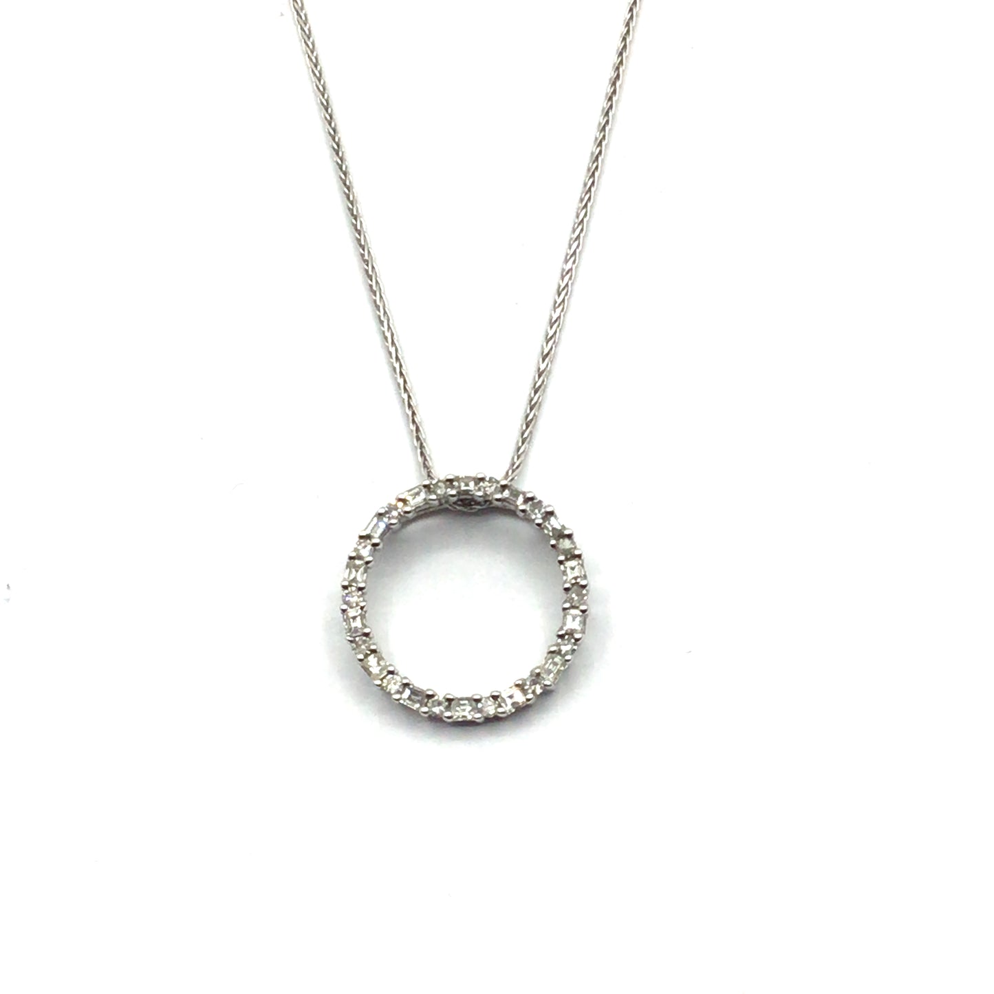 9ct White Gold Diamond Circle of Life Necklace
