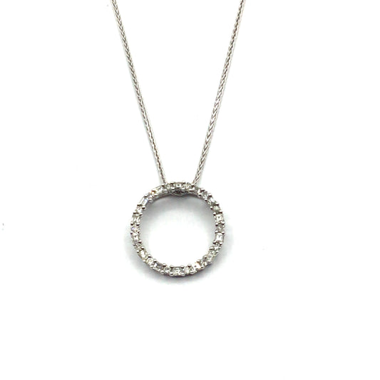 9ct White Gold Diamond Circle of Life Necklace
