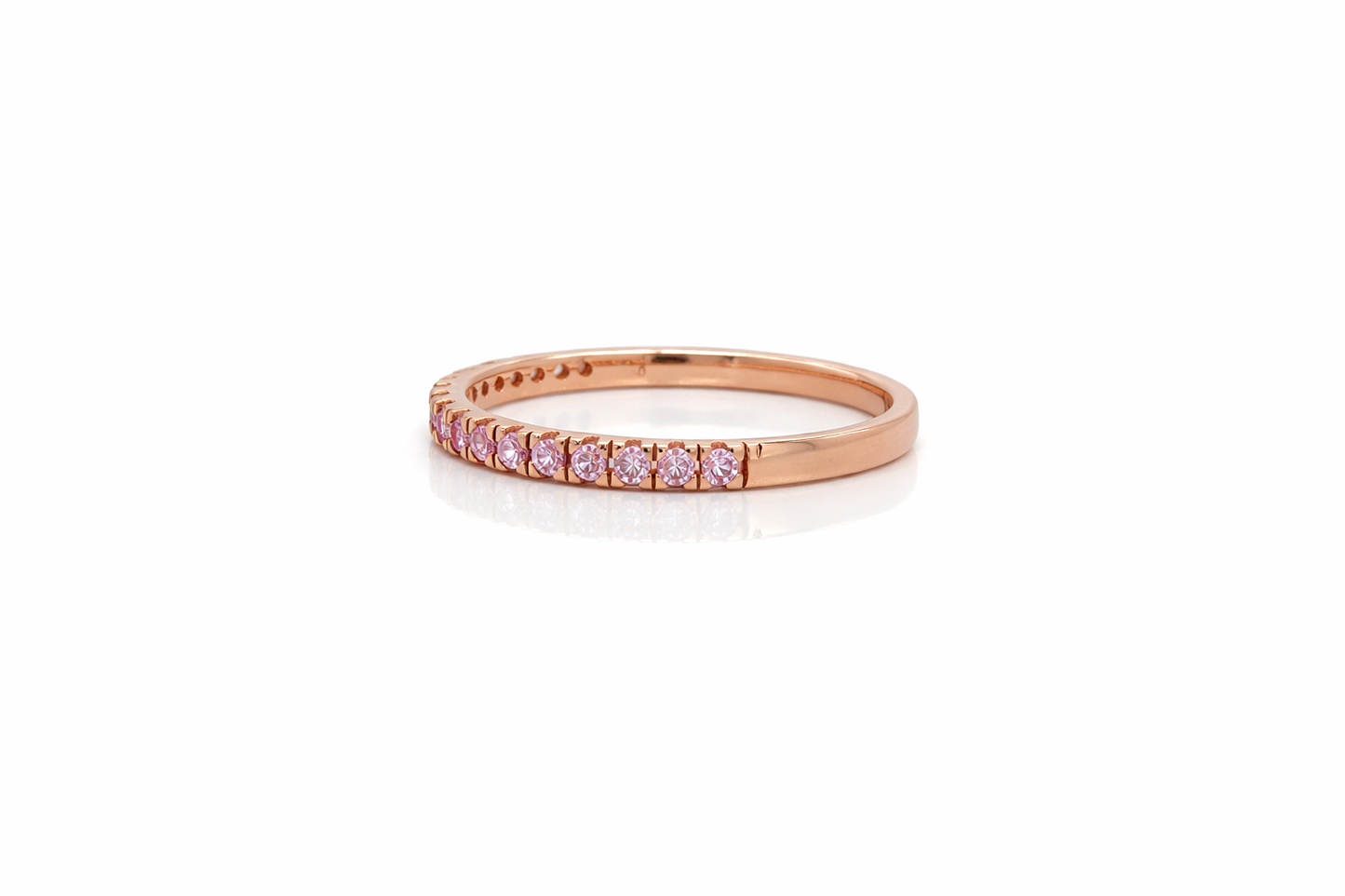 Pink Sapphire Half Eternity Ring in 9ct Rose Gold