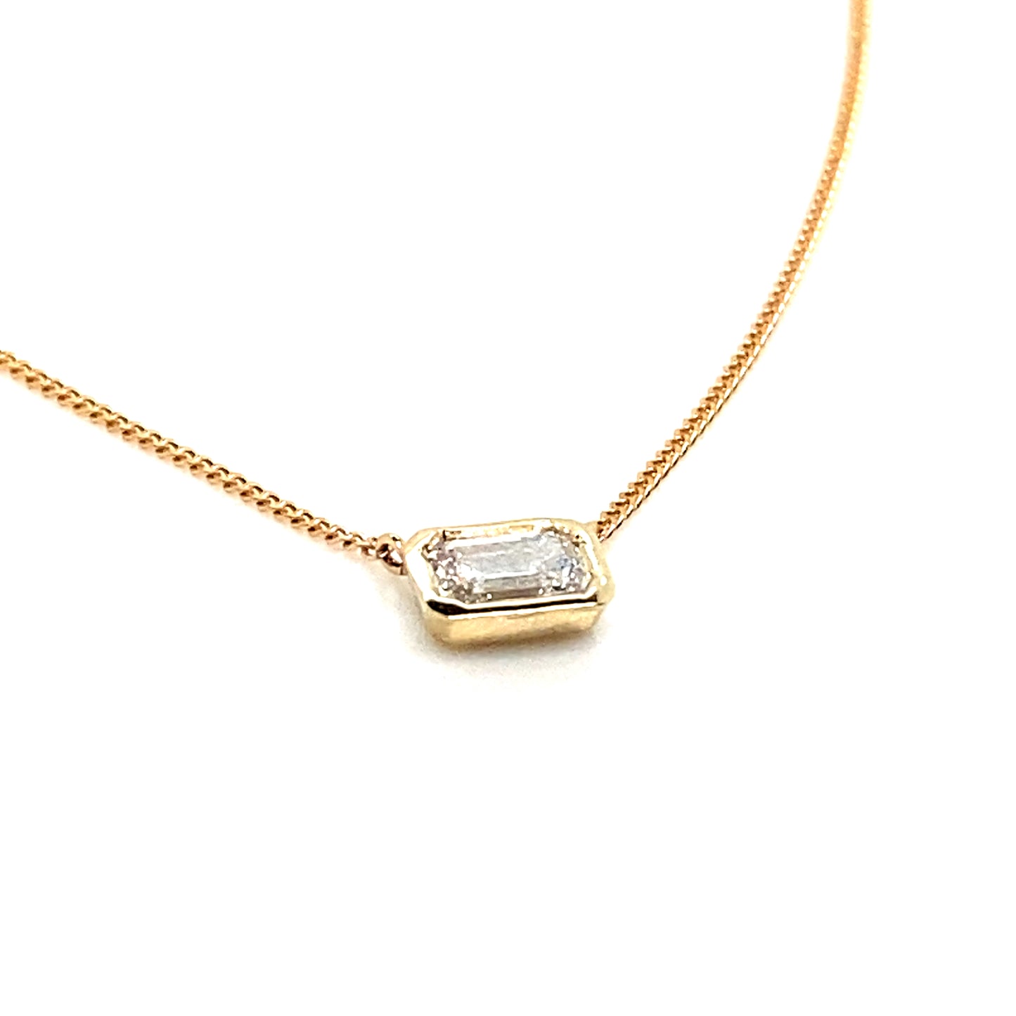 9ct Yellow Gold Emerald Cut  0.30cts Diamond Neckalce